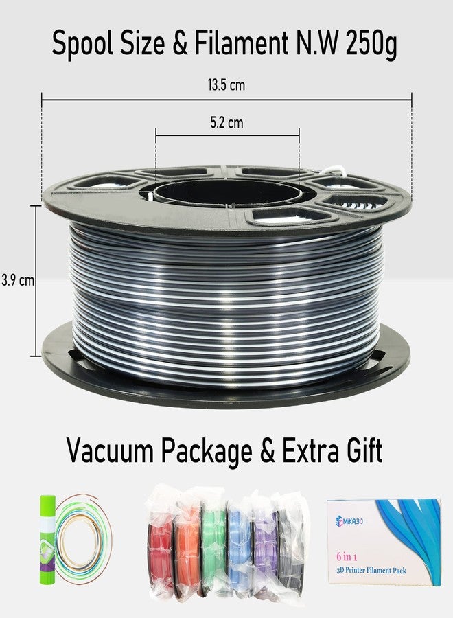 MIKA3D Dual Color 1.75mm 3D Printer Filament Bundle, 3D Printing Silk PLA 6 Spools Pack, Silk White Red, White Orange, White Green, White Blue, White Purple, White Black, 3D PLA 250g X 6 Spools - Image 4