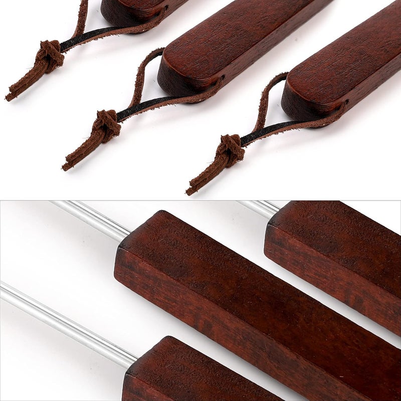 Youeon 4 Pack 17 Inch Pigtail Food Flipper with Wooden Handle, Stainless Steel Meat Hook Turner Grill Tools, BBQ Turner for BBQ Ribs, Steak, Fish, Chicken, Sausage, Vegetables - Image 3