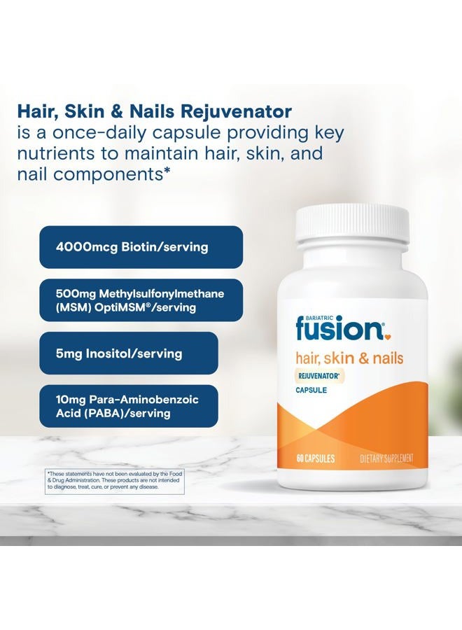 Bariatric Fusion ONE Per Day Bariatric Hair Skin and Nails Vitamins REJUVENATOR for Women | Vegan Hair Growth Vitamins with Biotin, Vitamin B12, and B1 | Easy to Swallow | 60 Capsules - Image 5