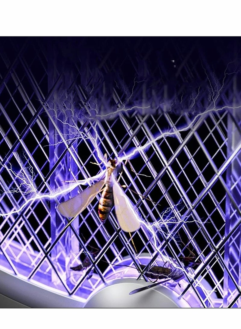 طارد حشرات 2 في 1، مضرب ذباب كهربائي قابل لإعادة الشحن، مصباح مصيدة ناموس، مضرب حشرات 3000 فولت، قابل للشحن عبر USB، ضوء LED أرجواني، مصيدة للنموس، تصميم شبكة أمان 3 طبقات - Image 2
