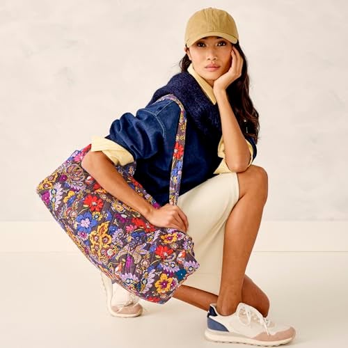 Vera Bradley حقيبة دفل أصلية من قطن فيرا برادلي النسائية الفاخرة للسفر، باقة ملونة، مقاس واحد - Image 3