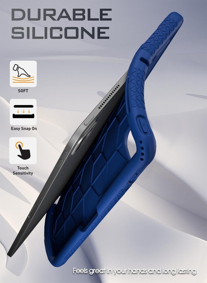 Poetic TurtleSkin Case for iPad Pro 11 Inch 2024 M4 5th Gen, Heavy Duty Shockproof Rugged Kids Friendly Drop Protection Silicone Cover Case, Navy Blue - Image 4
