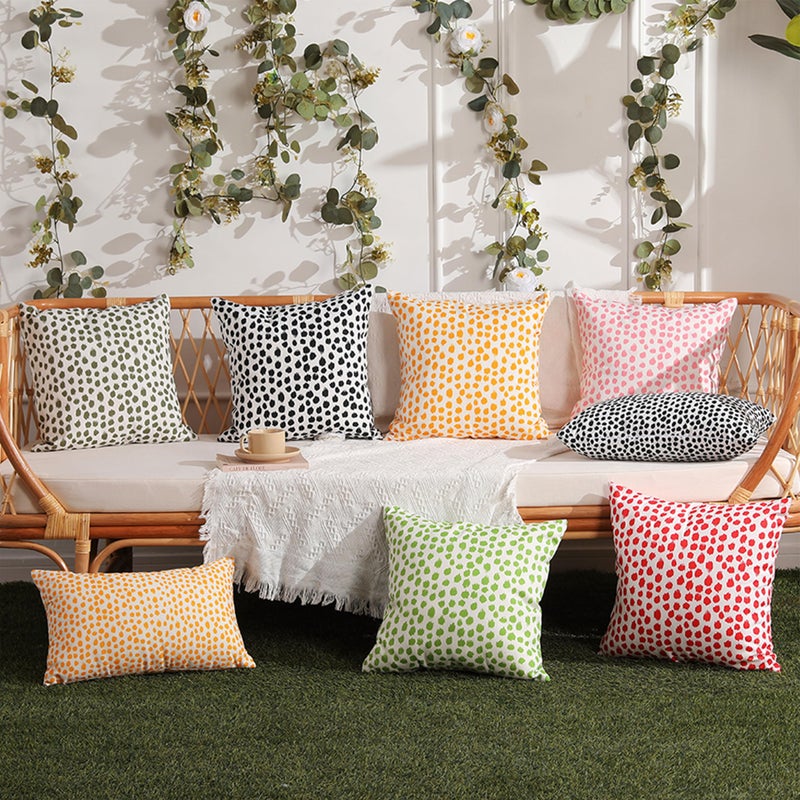 Allorry Outdoor Pillow Covers 18x18 Set of 2 Boho Design Yellow Polka Dot Decorations Pillows Summer Outdoor Waterproof Patio Furniture Garden Porch Sofa Bed Cushion Covers Home Decor JB001-A18 - Image 5