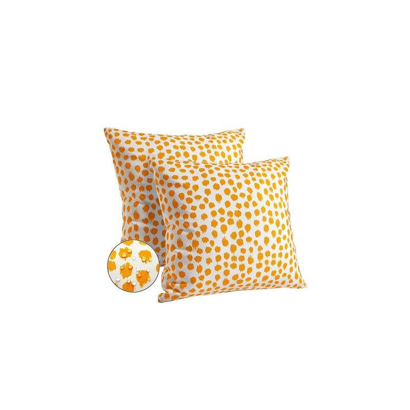 Allorry Outdoor Pillow Covers 18x18 Set of 2 Boho Design Yellow Polka Dot Decorations Pillows Summer Outdoor Waterproof Patio Furniture Garden Porch Sofa Bed Cushion Covers Home Decor JB001-A18 - Image 1