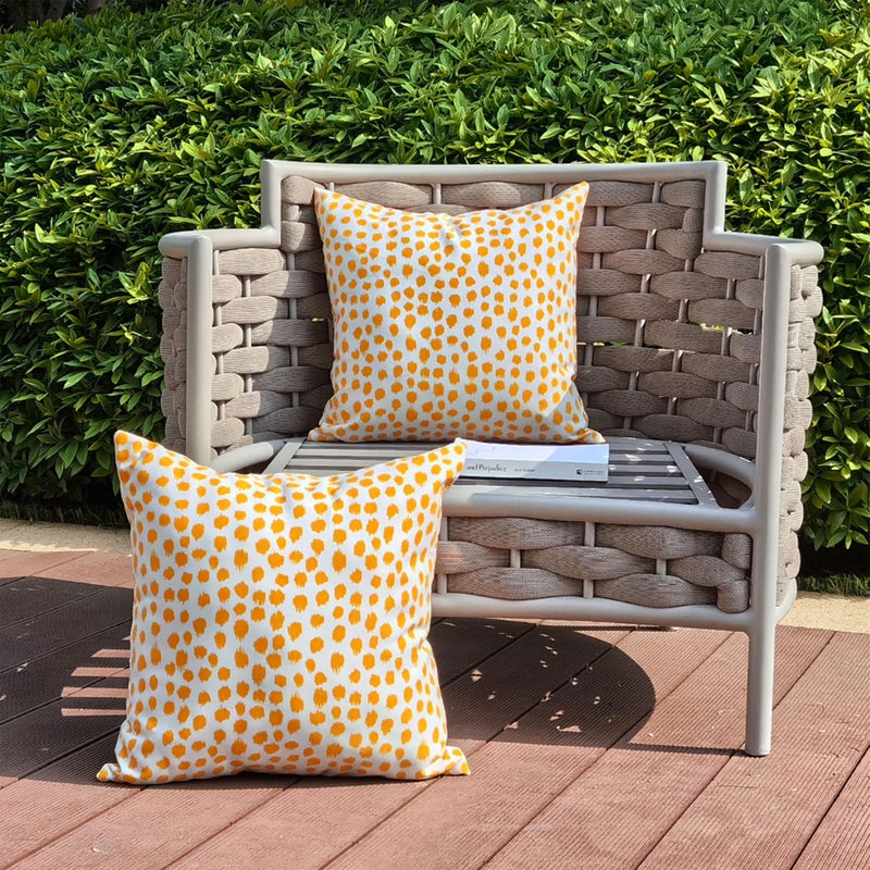 Allorry Outdoor Pillow Covers 18x18 Set of 2 Boho Design Yellow Polka Dot Decorations Pillows Summer Outdoor Waterproof Patio Furniture Garden Porch Sofa Bed Cushion Covers Home Decor JB001-A18 - Image 3