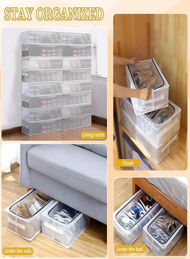 Kian Shoe Storage Box, Shoe Organizer for Closet, Clear Stackable Shoe Boxes, Space Saving Foldable Sneaker Shoe Rack Containers Bin Holder (Transparent) (Pack of 1) - Image 3