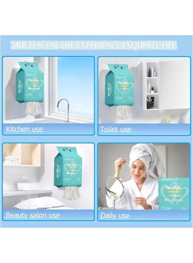 MLADEN 2Pack 120pcs Disposable Face Towel, Cotton Tissue Makeup Remover Dry Wipes, Soft Washcloths Facial Cleansing Cotton Tissue Dry Wet Dual Portable Use for Sensitive Skin & Baby & Personal Care,20x15cm - Image 2