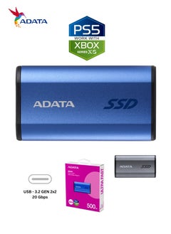 ADATA SE880 500GB External SSD | Portable Ultra Fast Solid State Drive Compatible with PS5 XBOX | Blue  - Image 1
