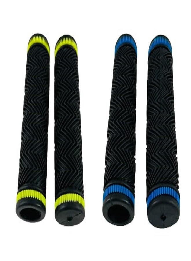 Ilsha® Bicycle Handlebar Grip Set Soft Rubber Non Toxic Anti-Slip Standard Size Cycle Handle Grip Length 12.5 cm (2 Pair)(Ring Color May Vary) - Image 1
