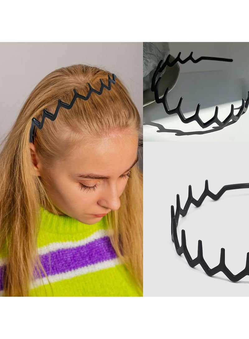 8PCS Metal Spring Wavy Hairband Hair Hoop, Simple Fashionable Headband Headwear Accessories for Men, Women, Black - Image 4