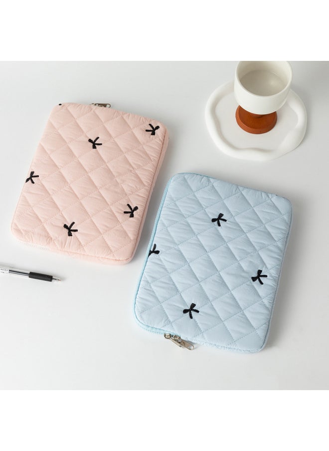 Generic Embroidered Butterfly Knot Notebook Storage Bag For 11/13/15 Inch Tablet Diamond Pattern Breathable Nylon Computer Case-Color:Beige-Dimensions:11 Inch  - Image 5