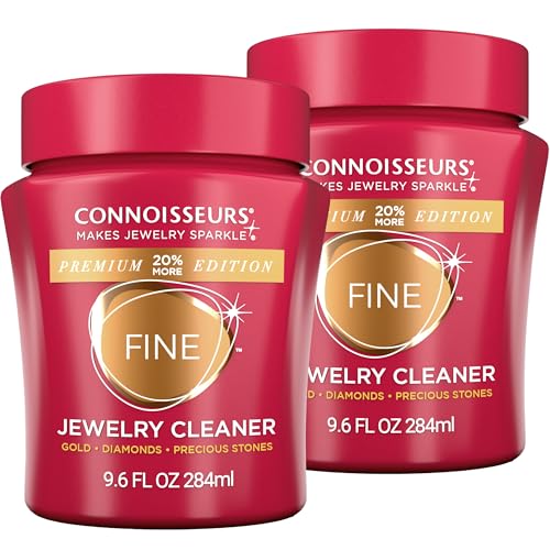 Connoisseurs Premium Edition Fine Jewelry Cleaner Solution for Gold, Diamonds, Platinum, and Gemstones - (2 Pack) 9.6 fl oz - Restores Brilliance in Seconds - Image 1