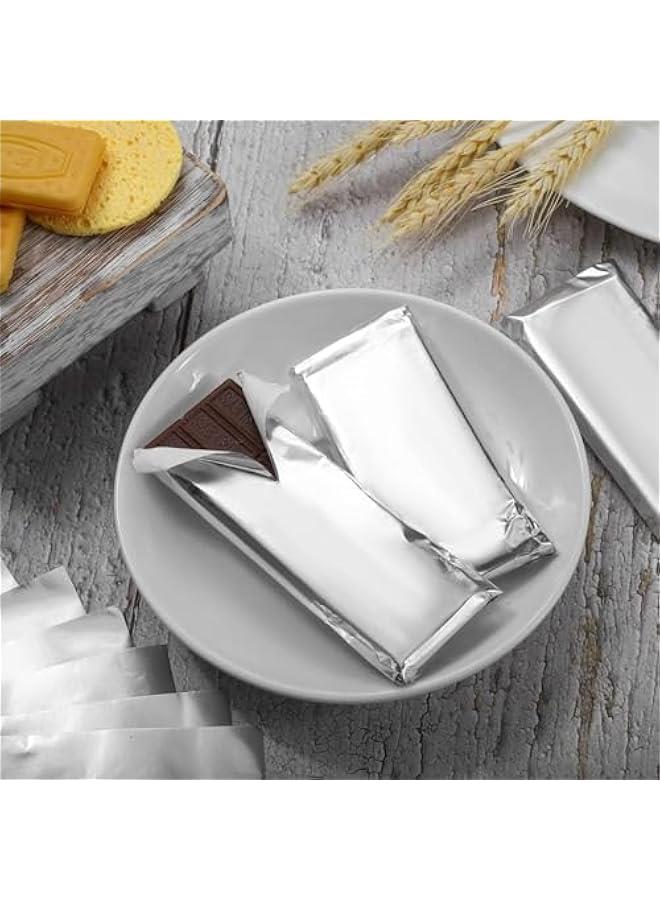هوكور 200 قطعة من اغلفة حلوى الشوكولاتة من دوركو من رقائق الالومنيوم مع ورق سميك لدعم الطعام بنفسك، هدايا تغليف الحلوى، 7.87 × 7.87 انش، فضي - Image 4