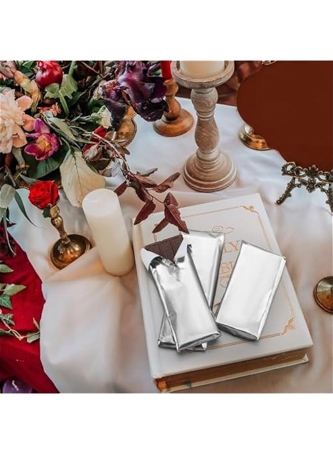 هوكور 200 قطعة من اغلفة حلوى الشوكولاتة من دوركو من رقائق الالومنيوم مع ورق سميك لدعم الطعام بنفسك، هدايا تغليف الحلوى، 7.87 × 7.87 انش، فضي - Image 5