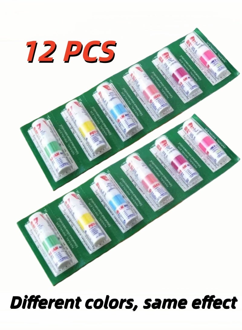 POY SIAN 12-PCS Thai Menthol Aromatherapy Nasal Inhaler, Natural Herbal Remedy，Improves Concentration And Provides A Refreshing Cooling Sensation - Image 1