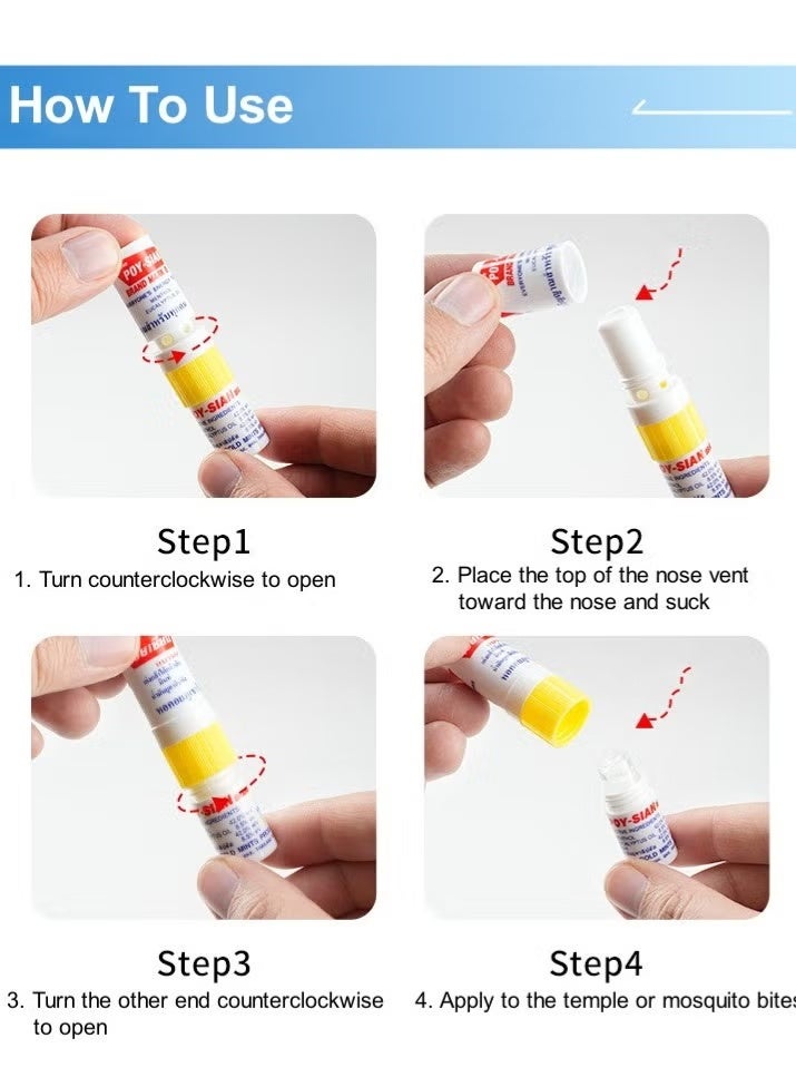 POY SIAN 12-PCS Thai Menthol Aromatherapy Nasal Inhaler, Natural Herbal Remedy，Improves Concentration And Provides A Refreshing Cooling Sensation - Image 3