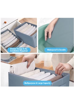 KASTWAVE Drawer Organiser 2 Packs Storage Box Clothes Organisers with 7 Grids Washable Foldable Drawer Divides Fabric Storage Box for clothes Scarf Ties Belts and Knickers  - Image 5
