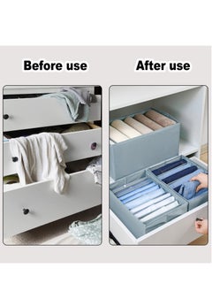 KASTWAVE Drawer Organiser 2 Packs Storage Box Clothes Organisers with 7 Grids Washable Foldable Drawer Divides Fabric Storage Box for clothes Scarf Ties Belts and Knickers  - Image 4