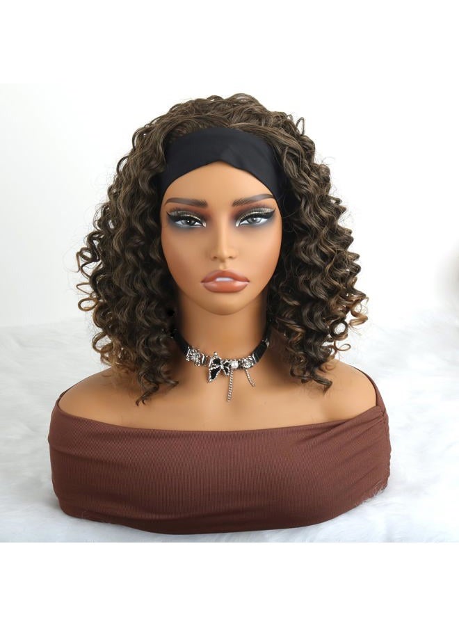 Aisaide Headband Wig 12 Inch Curly Headband Wigs for Black Women Glueless No Lace Front Wig Deep Curly Half Hair Wigs - Image 2