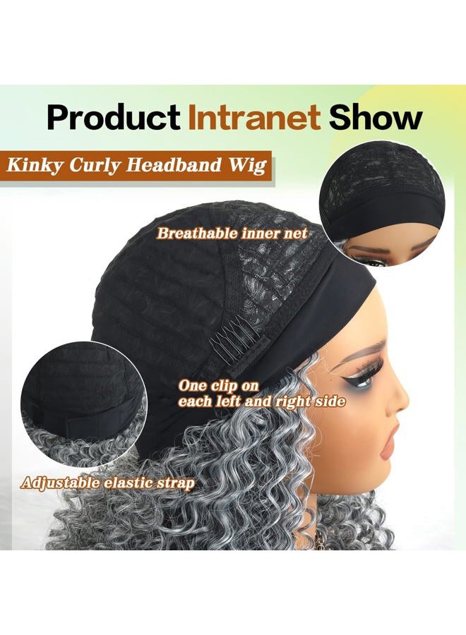 Aisaide Headband Wig 12 Inch Curly Headband Wigs for Black Women Glueless No Lace Front Wig Deep Curly Half Hair Wigs - Image 5