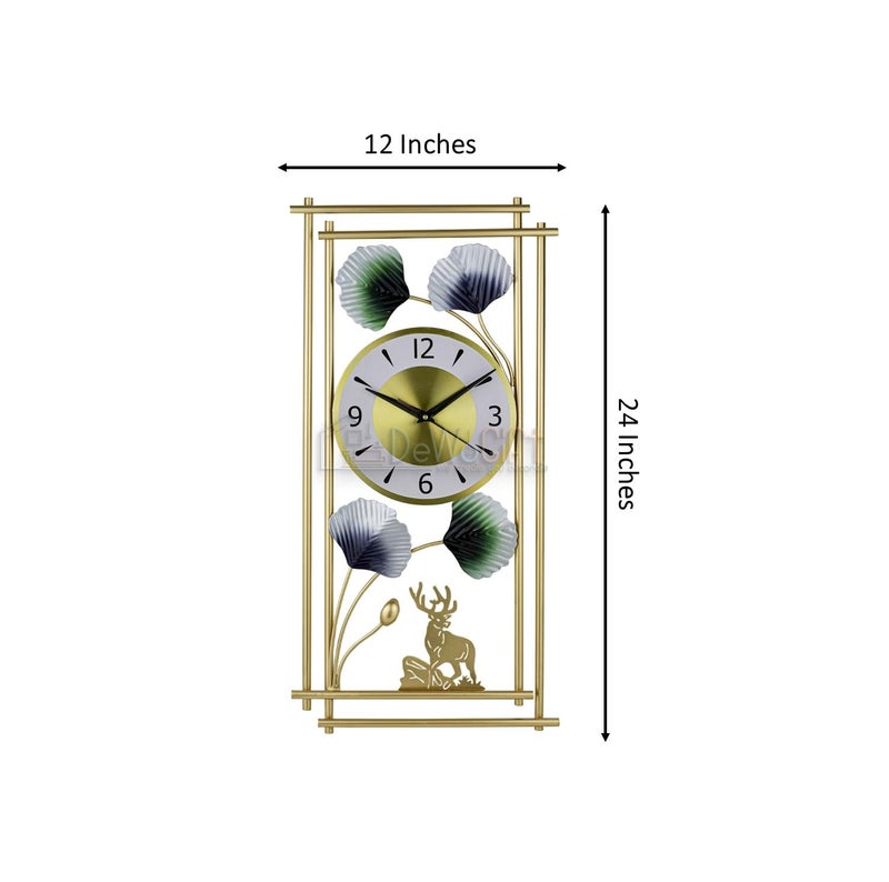DeWoGift Deer Metal Wall Clock 24×12 Inch | Decorative Analog Wall Watch for Living Room Bedroom Office | Artistic Multicolour Metal Wall Hanging Home Décor - Image 4