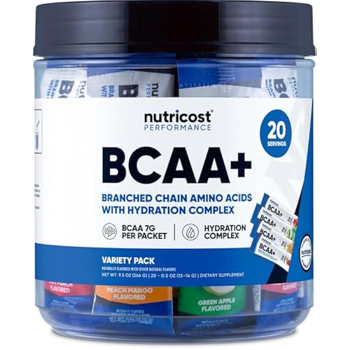 Nutricost BCAA+ Hydration Variety Pack (20 Stickpacks) - Branched Chain Amino Acids with Hydration Complex - Gluten-Free, Non-GMO - Image 1