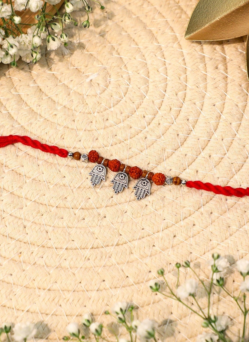 Madhoor Hamsa Rudraksha Rakhi for Brother Red Raksha Bandhan 1 Piece-38 CM - Image 2