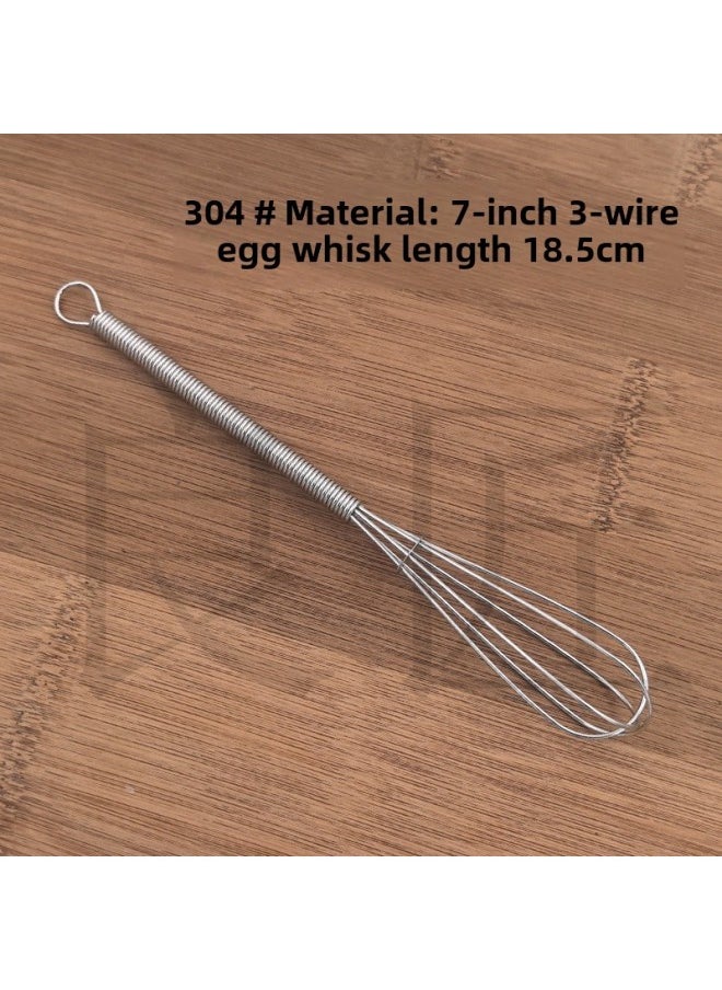Generic No.304 Spring Egg Beater Manual Stainless Steel Coffee Mixer Kitchen Utensils Hand Operated Egg Shaker-Color:7 Inch 3 Line Spring Handle  - Image 1