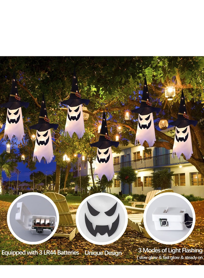 SYOSI Halloween Decorations Outdoor Hanging Lighted Glowing Ghost Sorcerer Witch Hat Decorations, with 3 Lighting Modes for Outdoor Yard Tree Halloween Party Lights String 3Pcs - Image 4