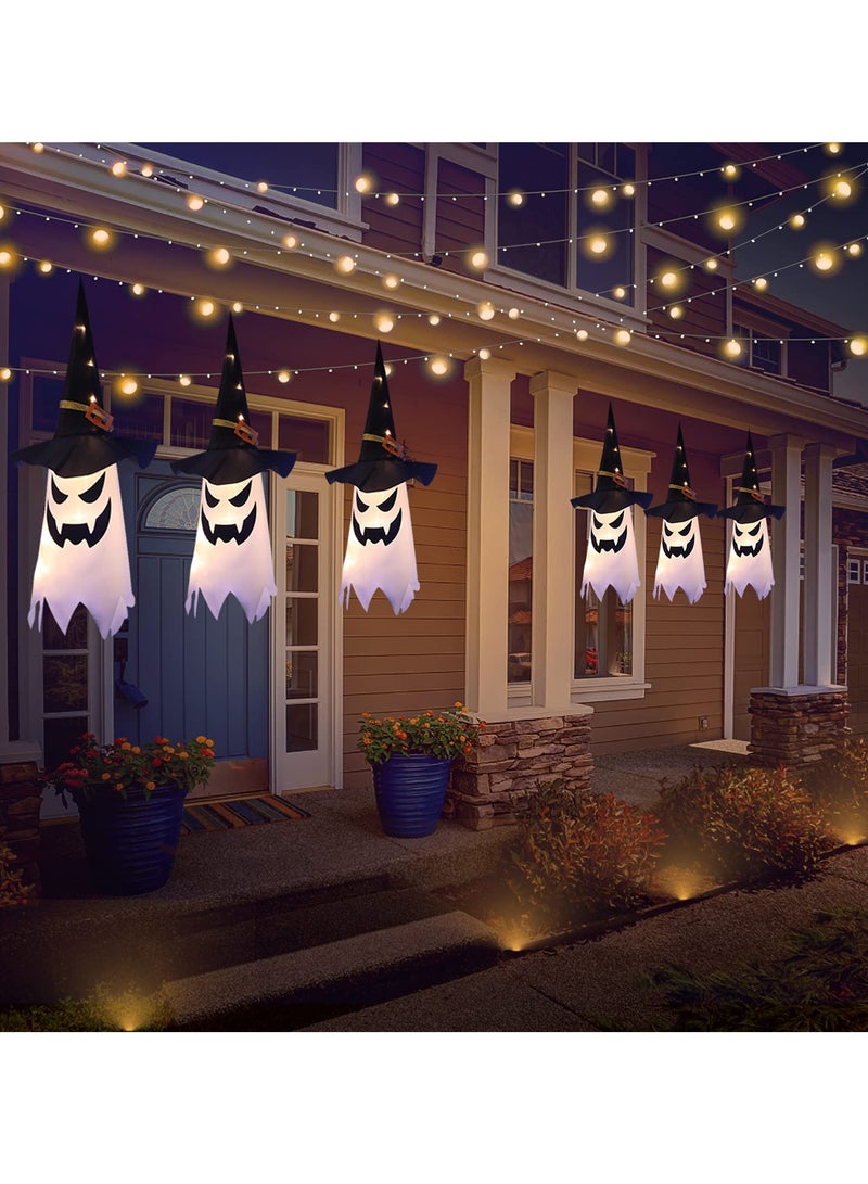 SYOSI Halloween Decorations Outdoor Hanging Lighted Glowing Ghost Sorcerer Witch Hat Decorations, with 3 Lighting Modes for Outdoor Yard Tree Halloween Party Lights String 3Pcs - Image 3