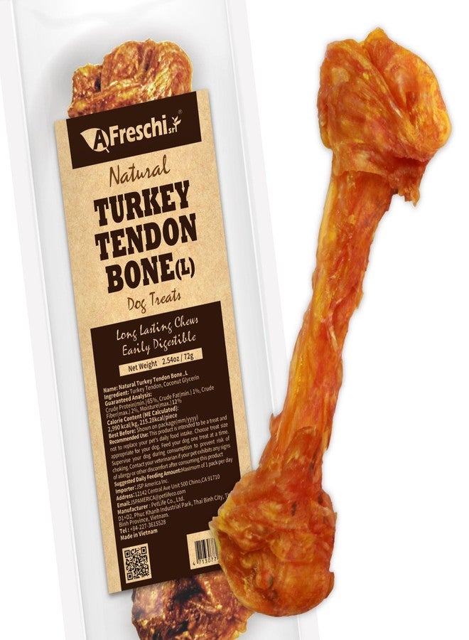 A Freschi srl Turkey Tendons for Dogs, Long-Lasting, Hypoallergenic Rawhide Alternative, Human Grade, Healthy Puppy Chews, Natural Dog Treats for Large Dogs, Bone (L), 1 Count Pack - Image 1