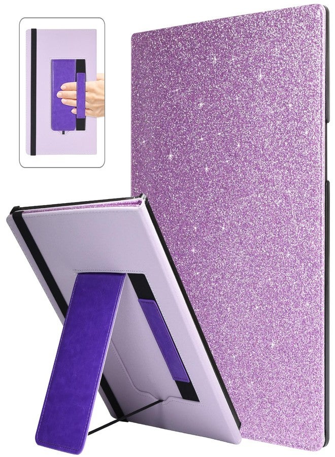 Caweet Stand Case for Remarkable Paper Pro 11.8 Inch 2024, Hard Back Shell Protective Auto Sleep/Wake Book Folio Cover with Pen Holder and Hand Strap, Glitter Purple - Image 1