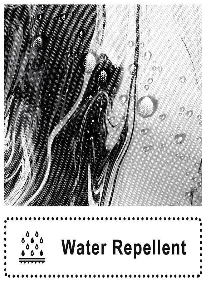 Ruelvth Black and White Shower Curtain, Modern Abstract Marble Shower Curtain for Bathroom Aesthetic Ink Texture Waterproof Fabric Shower Curtain Set with Hooks, 72x72 Inch - Image 5