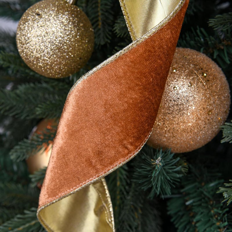BUVANE Christmas Tree Topper,48x13 Inches Velvet Toppers Bow,Large Decorative Bows for Christmas Decoration (Khaki) - Image 4