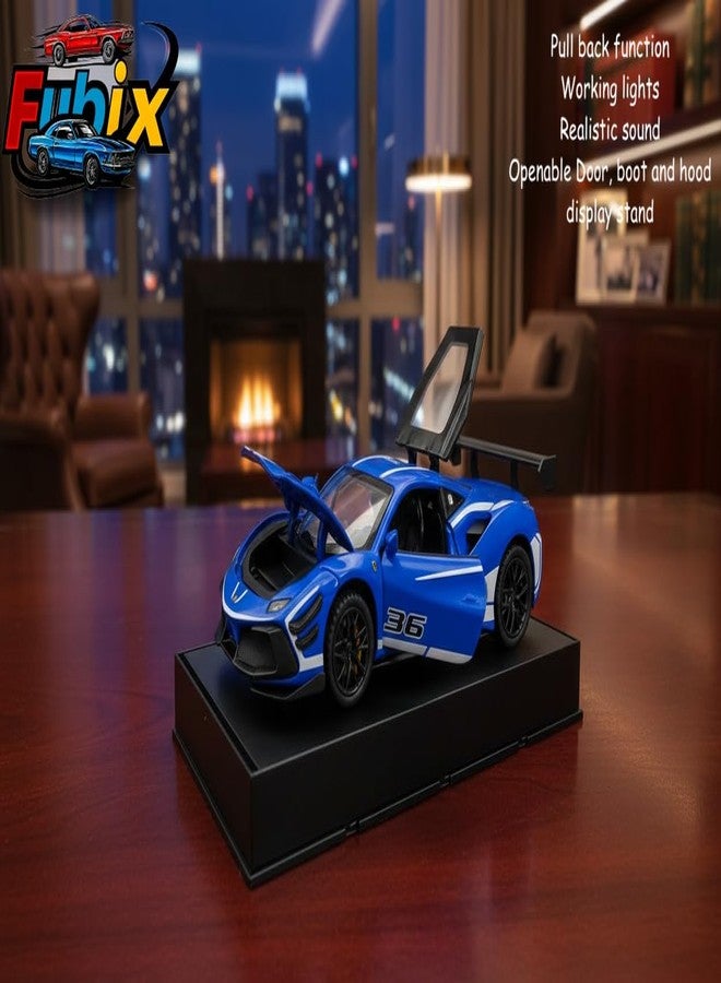 Fubix 1:32 Scale Die-cast Alloy Model Car | Metal Pull Back Toy with Openable Doors | Lights & Sound | Collectible Sports Car Gift for Kids & Collectors | Color as per Stock - Image 5