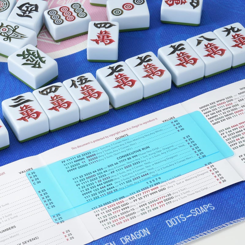 linastu 4Pack Mahjong Line Finder, Mahjong Line Reader Guide, Mah Jongg Card Mah Jong Accessories and Gifts, Mah Jong Game Rules Helper (Blue/Yellow/Green/Pink) - Image 3