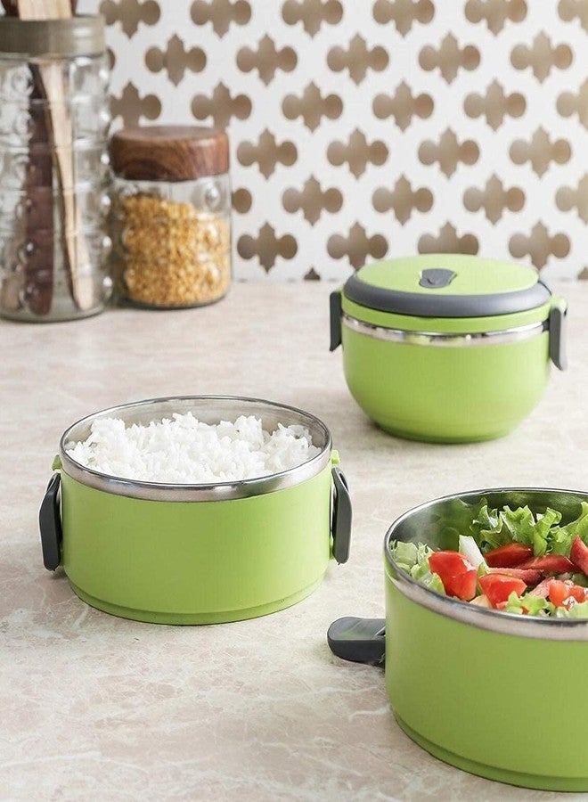 U WORLD UDEETA MART Stainless Steel Food Storage 3 Layer Hot Lunch Box with Easy Lock for Office Travel School (Multicolor) - Image 5