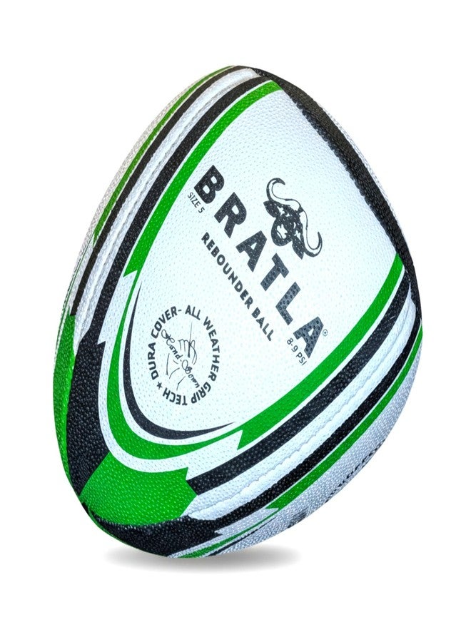 Bratla Pro Size 5 Rugby Rebounder Ball – Half-Ball for Solo Training, Passing & Catching Practice – Durable Grip – Training Weight – Teens & Adults - Image 1