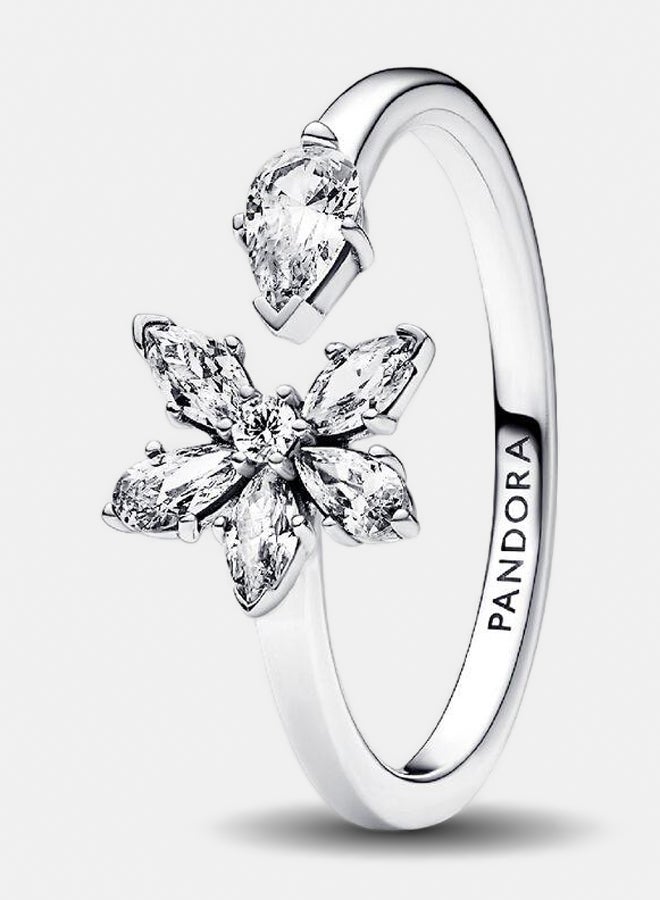 PANDORA Herbarium Cluster Sterling Silver Open Ring with Clear Cubic Zirconia