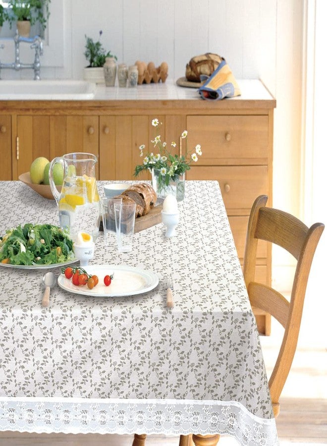 Freelance PVC Vinyl Tuscany Flannel Backing Dining Plastic Table Cover Cloth - Waterproof Protector, 4-6 Seater, Oblong/Oval 54 X 78 inches (with White Border Edge Lace) - Product of Meiwa, Japan - Image 2
