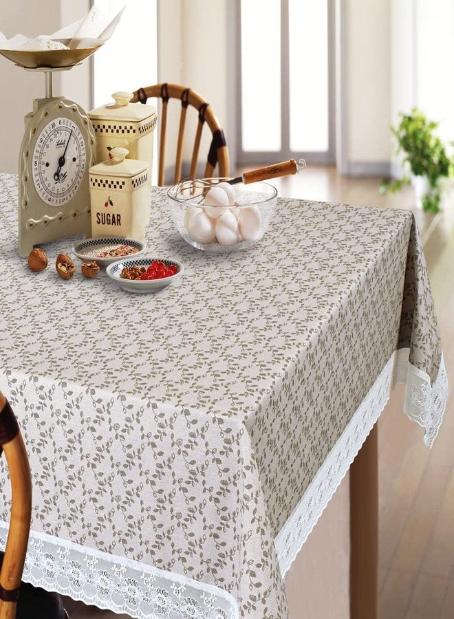 Freelance PVC Vinyl Tuscany Flannel Backing Dining Plastic Table Cover Cloth - Waterproof Protector, 4-6 Seater, Oblong/Oval 54 X 78 inches (with White Border Edge Lace) - Product of Meiwa, Japan - Image 1