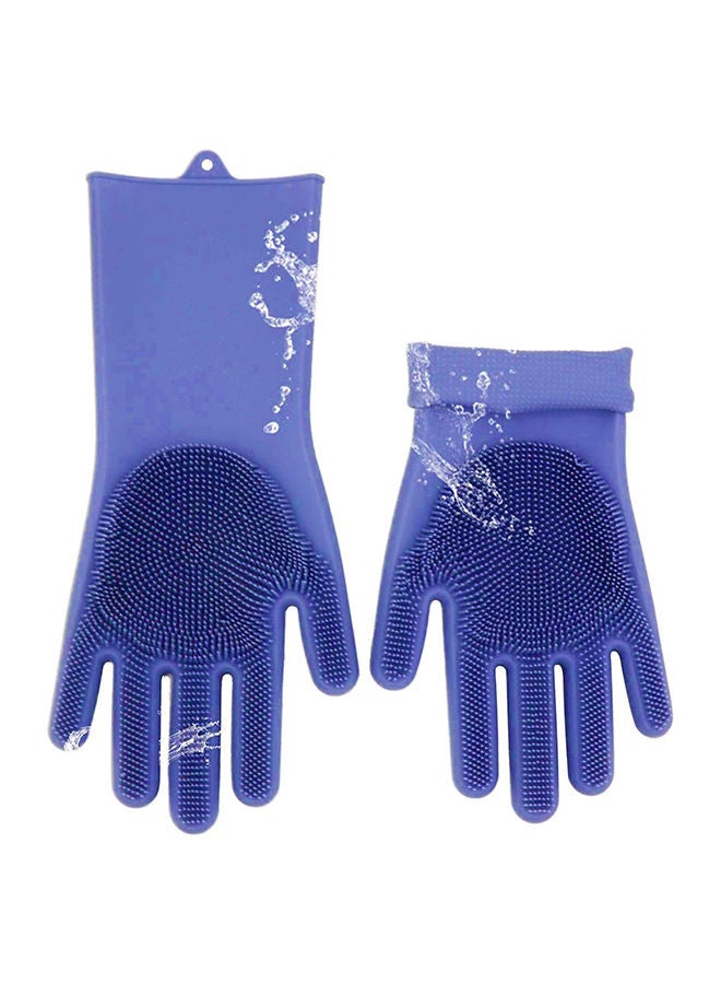 Magic Silicone Gloves With Wash Scrubber Dishwashing Cleaning Gloves With Bristles 240 G - Purple