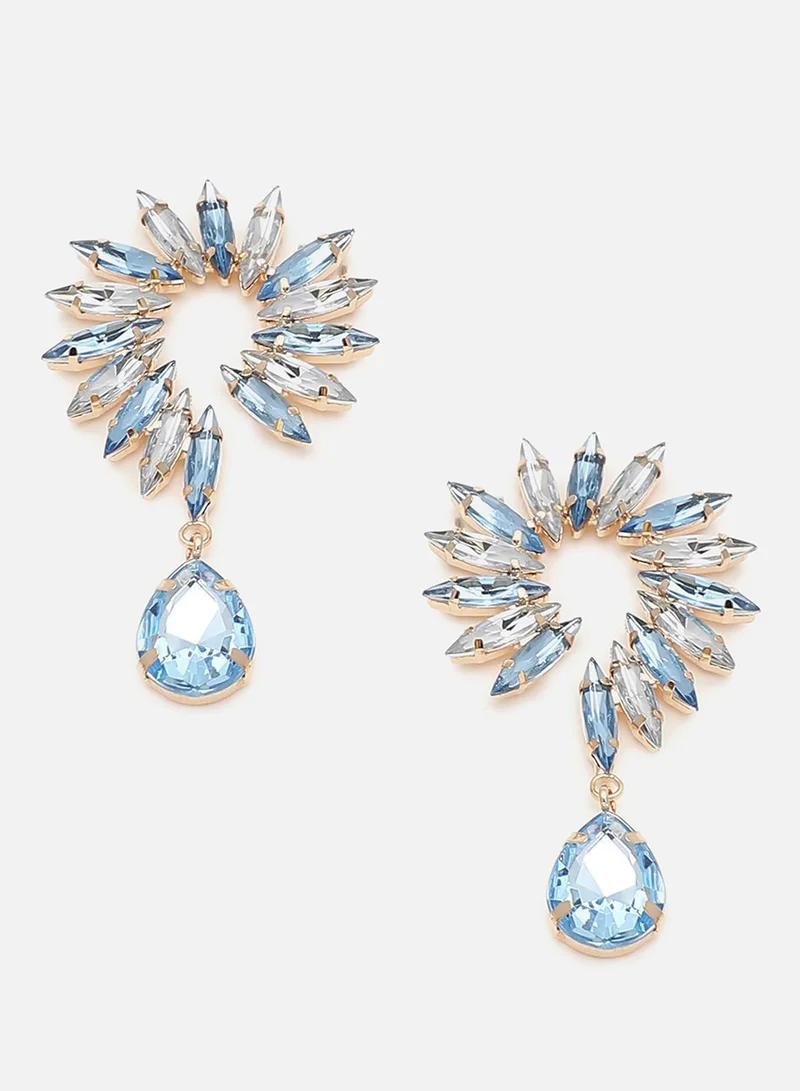 سوهي قرط متدلي من الحجر مصمم للحفلات مطلي بالذهب