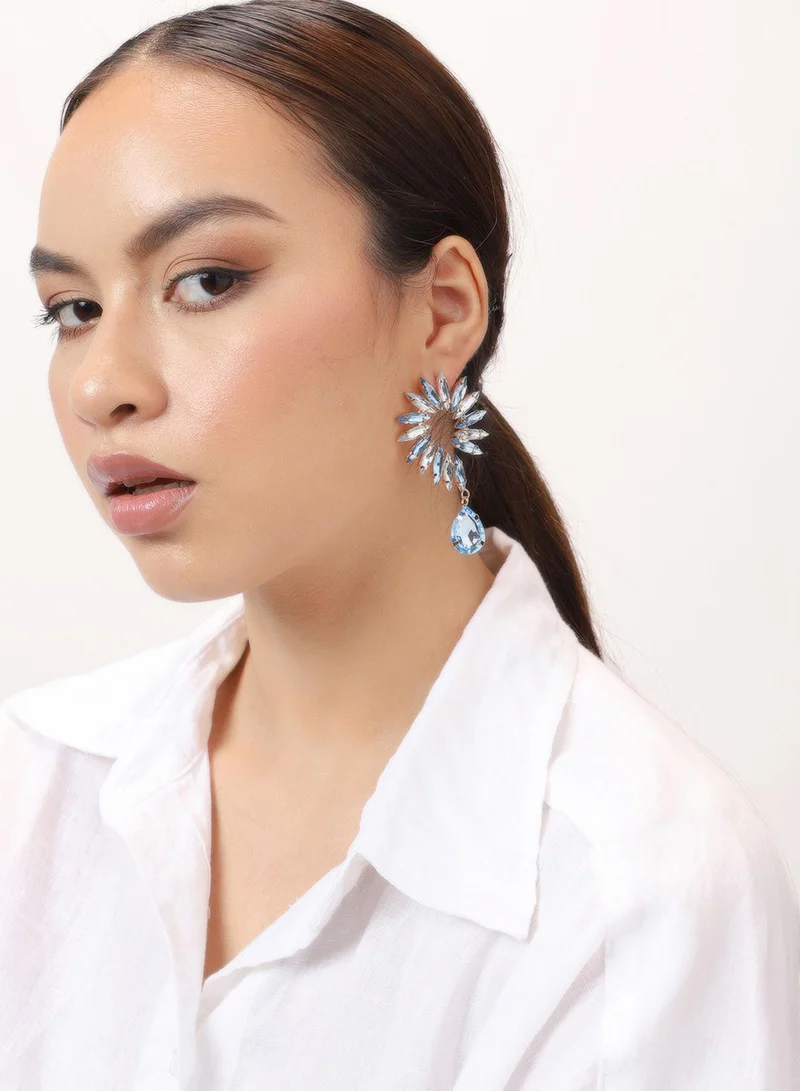 سوهي قرط متدلي من الحجر مصمم للحفلات مطلي بالذهب