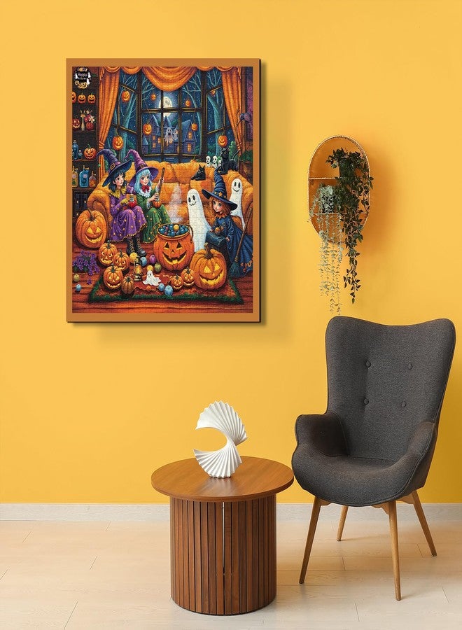 PPuzzling Halloween Party Puzzles for Adults 1000 Pieces, Witches Ghost Pumpkin Jigsaw Puzzles, Difficult Fall Candy Art Puzzles - Image 3