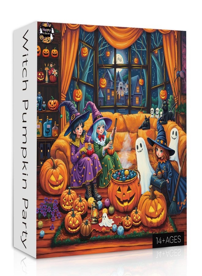 PPuzzling Halloween Party Puzzles for Adults 1000 Pieces, Witches Ghost Pumpkin Jigsaw Puzzles, Difficult Fall Candy Art Puzzles - Image 2