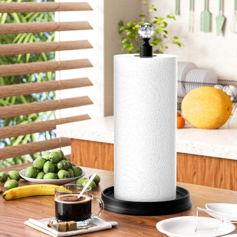 KASUNTO Paper towel holder (with crystal head) Steel Paper towel holder countertopï¼ŒBlack paper towel holder for Kitchen Countertops, Bars & Dining Tables,Fits Standard & Jumbo Rolls,Matte Black - Image 5