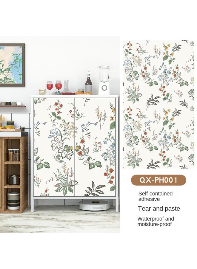 Bluejw Literary Small Fresh Retro Wallpaper Self-adhesive Ins Wind Renovation Cabinet Stickers Waterproof Moisture-proof Self-adhesive Wallpaper - Image 1