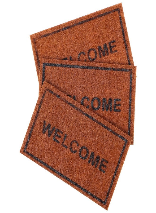 Alasum Mini Welcome Carpets for Dollhouse, Handcrafted 1:12 Scale Miniature Floor Mats, Soft Brown Entryway Rugs for Dollhouse Decor, Home Decoration & Playsets (3Pcs Set) - Image 1