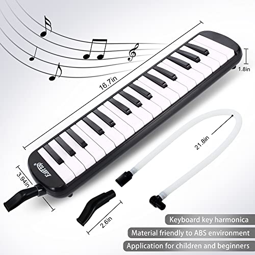 East top 32-Key Melodica, Professional Mouth Melodica Keyboard Organ Instrument for Adults, Students and Kids, As a gift, Set-Black - Image 3